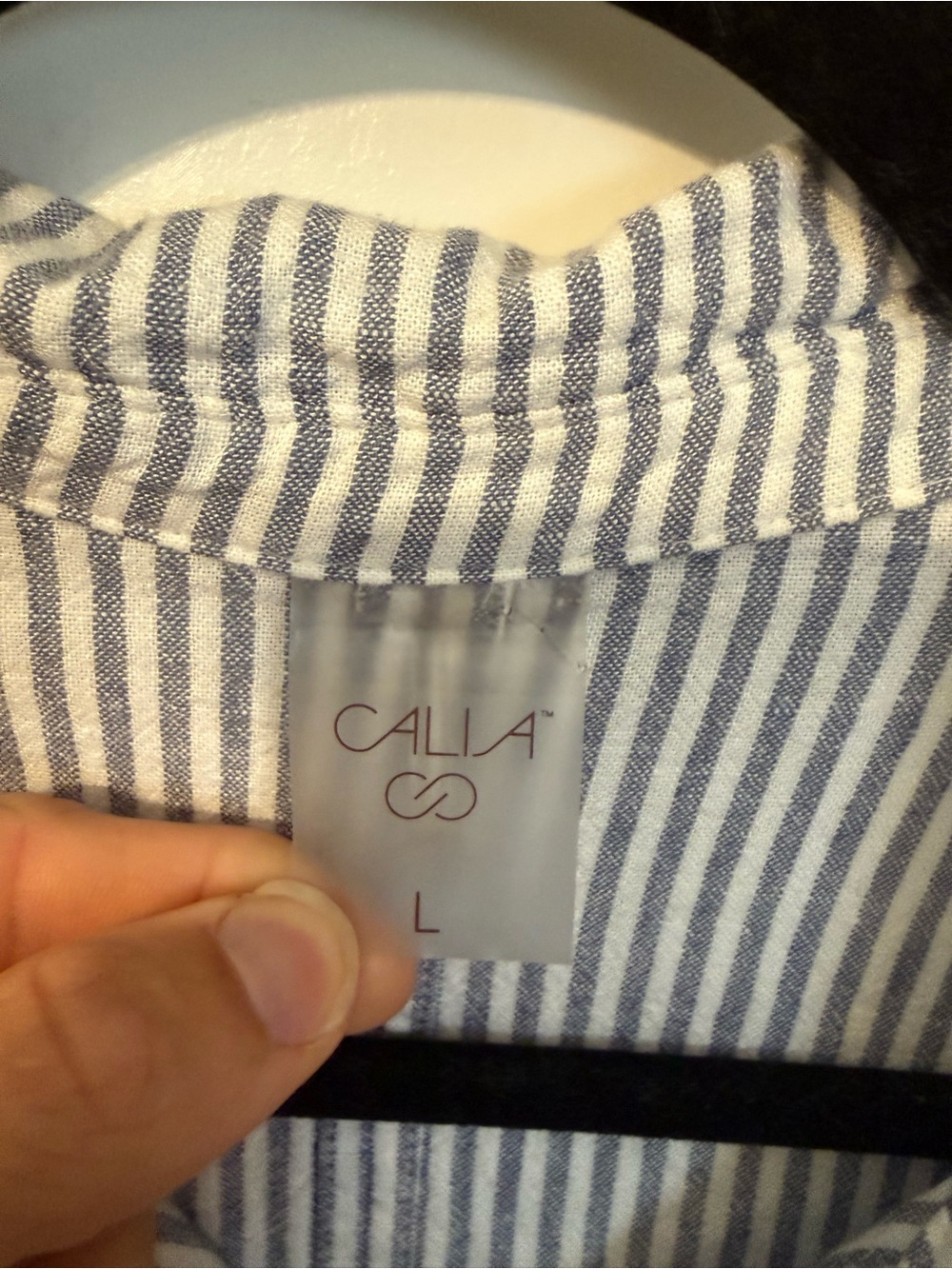 Casual Women’s Striped Button-Down Shirt - Blue/White - Picture 3 of 3